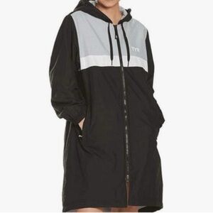 TYR Fleece Lined Swim Parka Sz S|sporty athletic long triathlon swim team